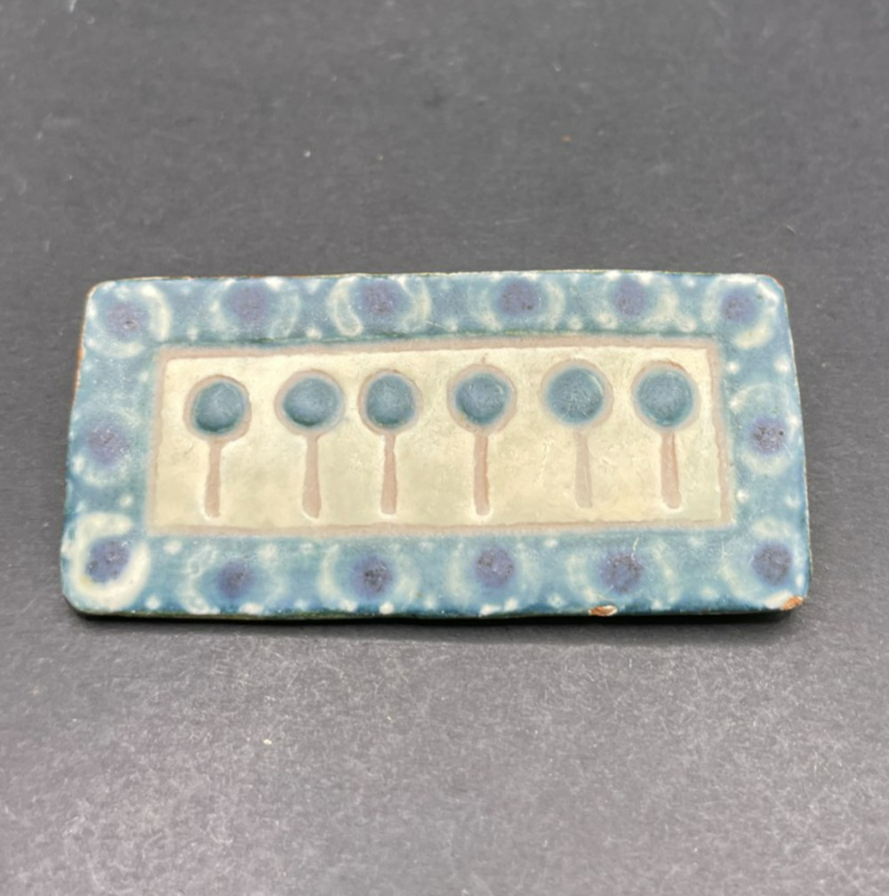 Vintage Karin Aase Danish Studio Pottery Ceramic Brooch Pin Denmark